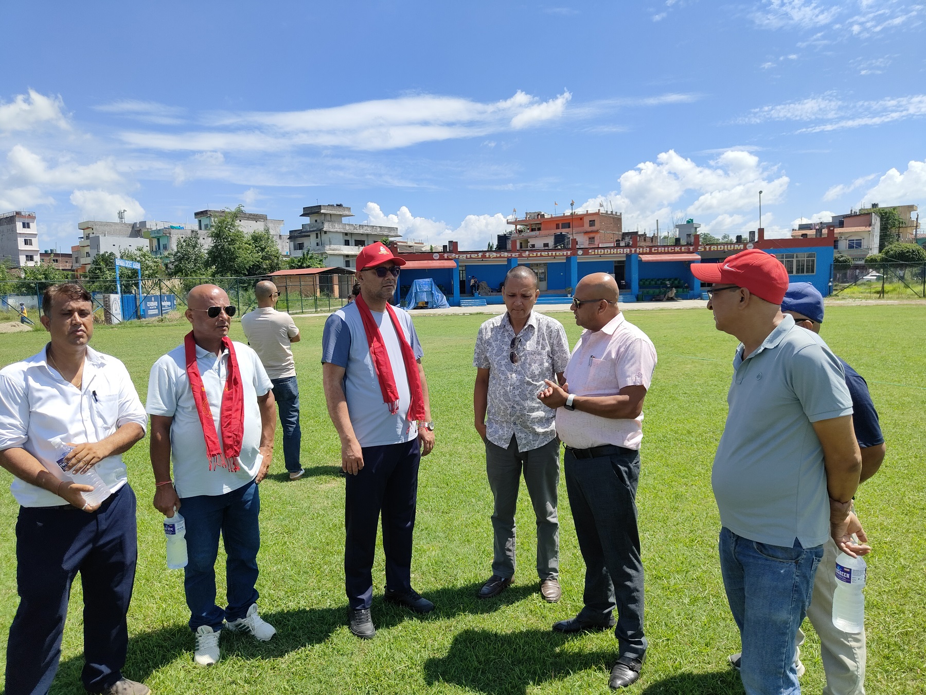 राखेपद्वारा भैरहवामा निर्माणाधीन सिद्धार्थ क्रिकेट मैदान निरीक्षण