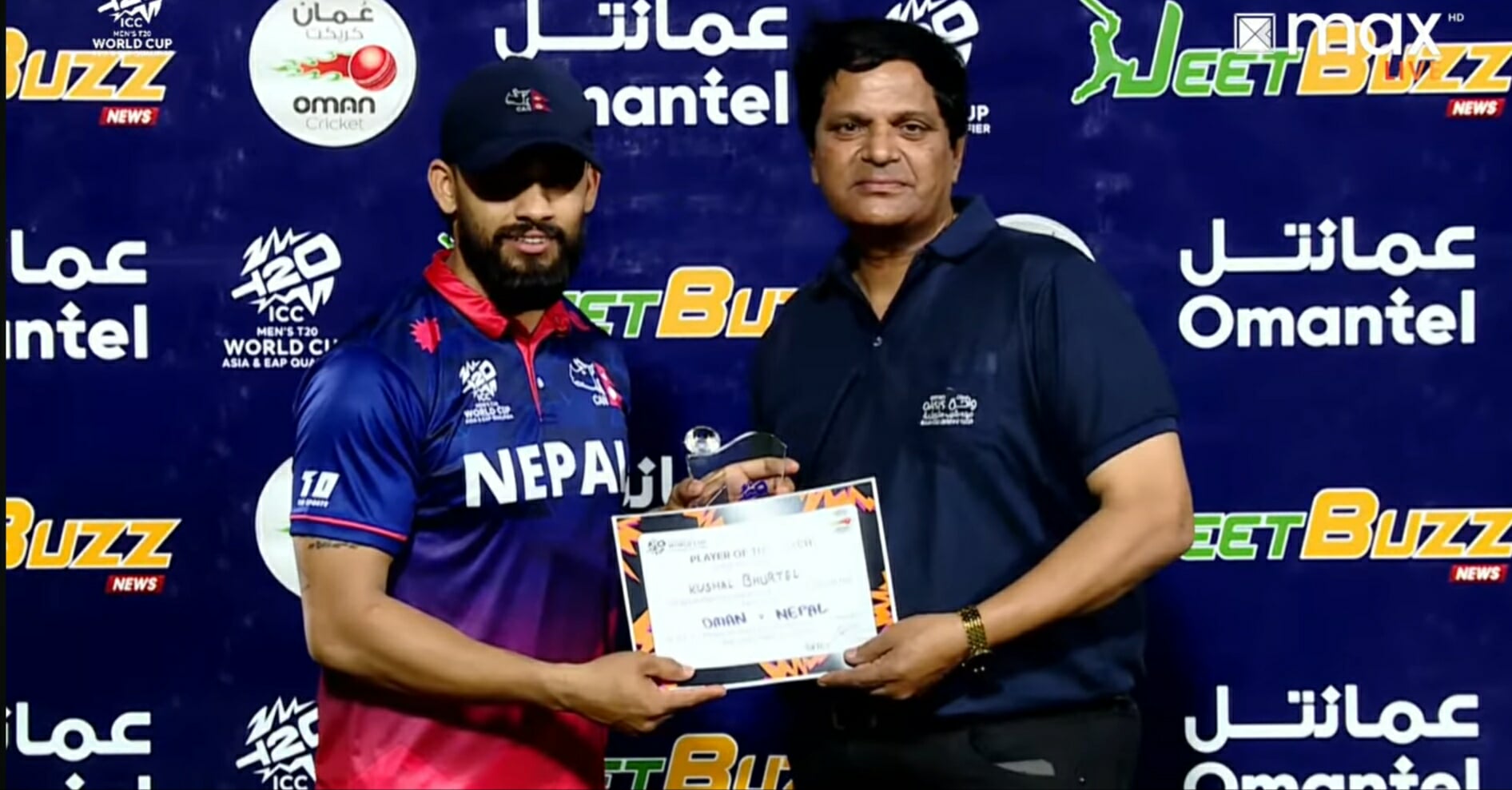 कुशल भुर्तेल बने प्लेयर अफ द म्याच