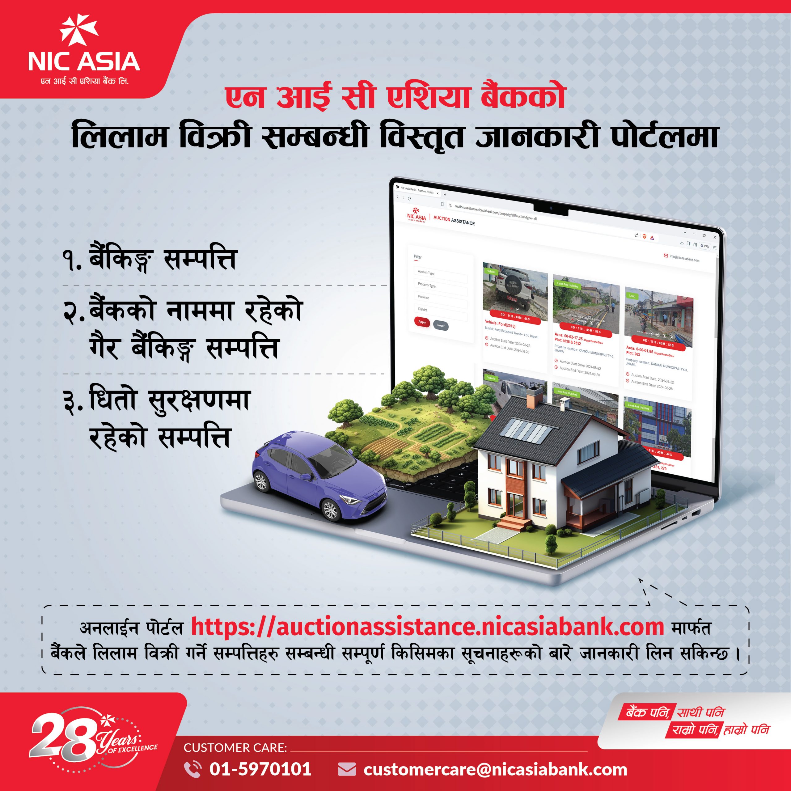 एन आई सी एशिया बैंककाे सम्पत्ति लिलाम बिक्री पोर्टल सार्वजनिक