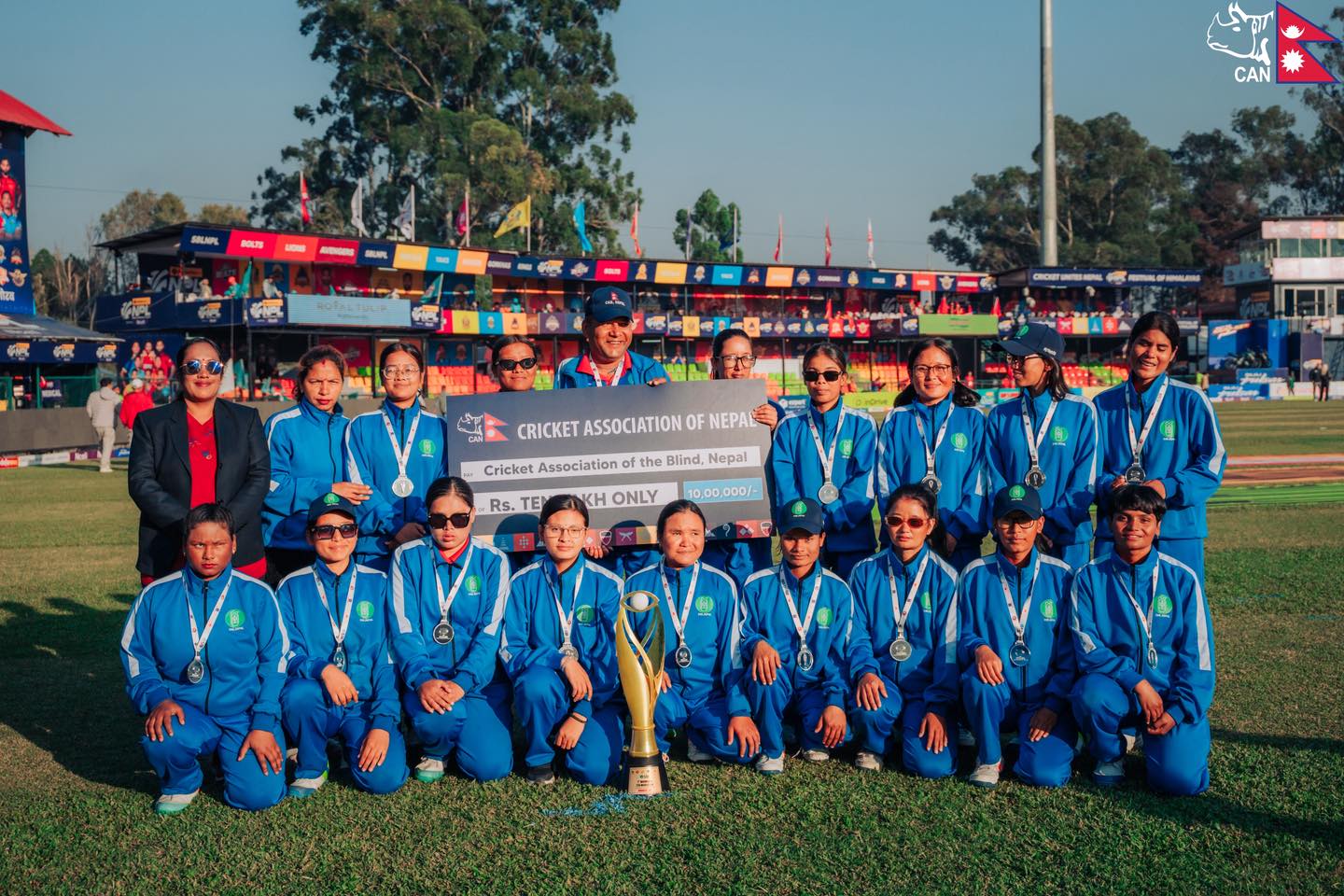 दृष्टिविहीन महिला टी-२० विश्वकपमा उपविजेता टोलीलाई क्यानको १० लाखसहित सम्मान