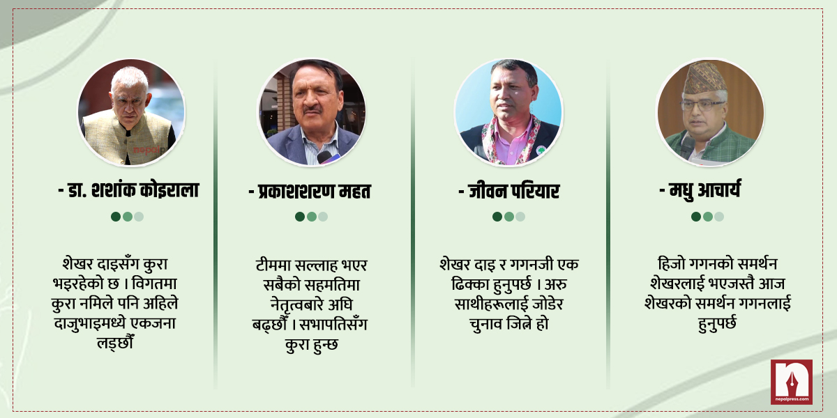 कांग्रेसमा नेतृत्व दौड : शेखर-गगन दुवै सभापतिका आकांक्षी, संस्थापनमा देउवाकाे आशीर्वाद कसलाई ?