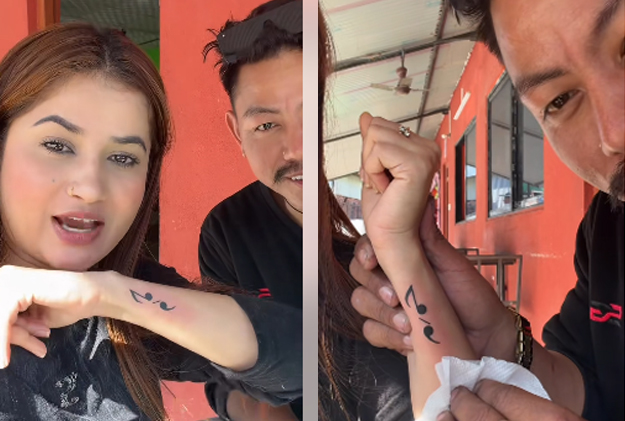 एलिनाले नाडीमा खोपिन् सेमिकोलन ट्याटु, अर्थ गुगलमा खोज्न अनुरोध