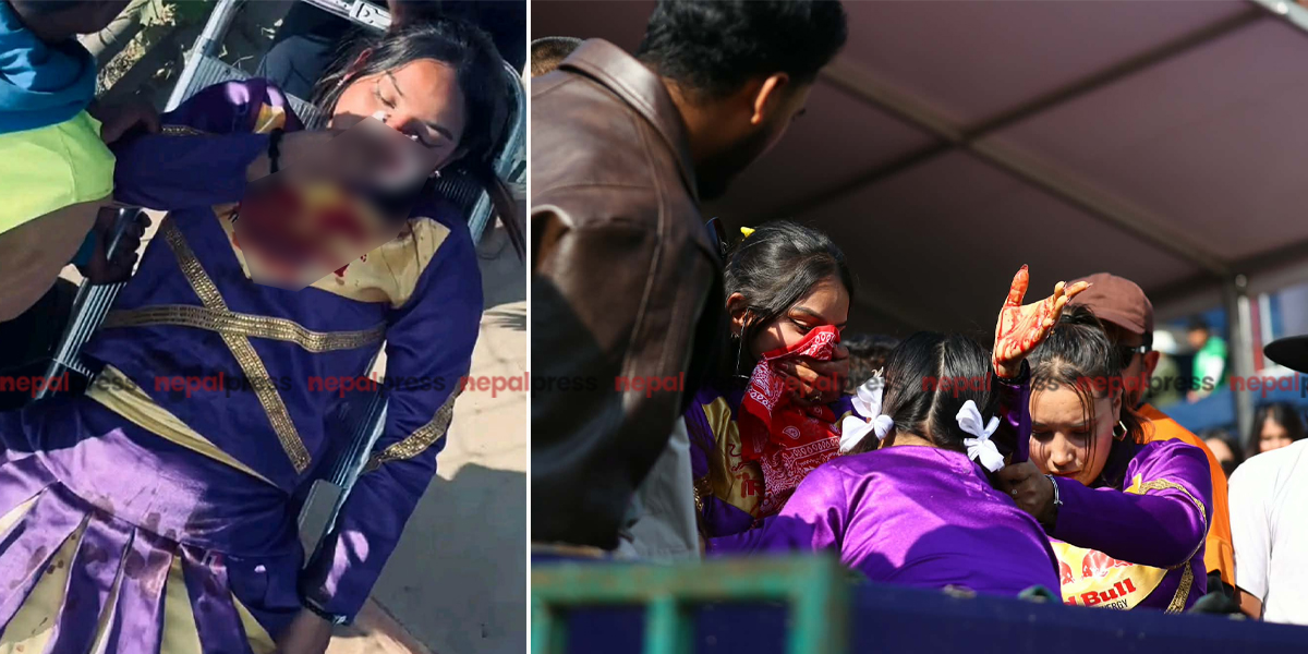 एनपीएल २: कुशल मल्लले छक्का हानेको बलले लागेर चियर लिडर घाइते