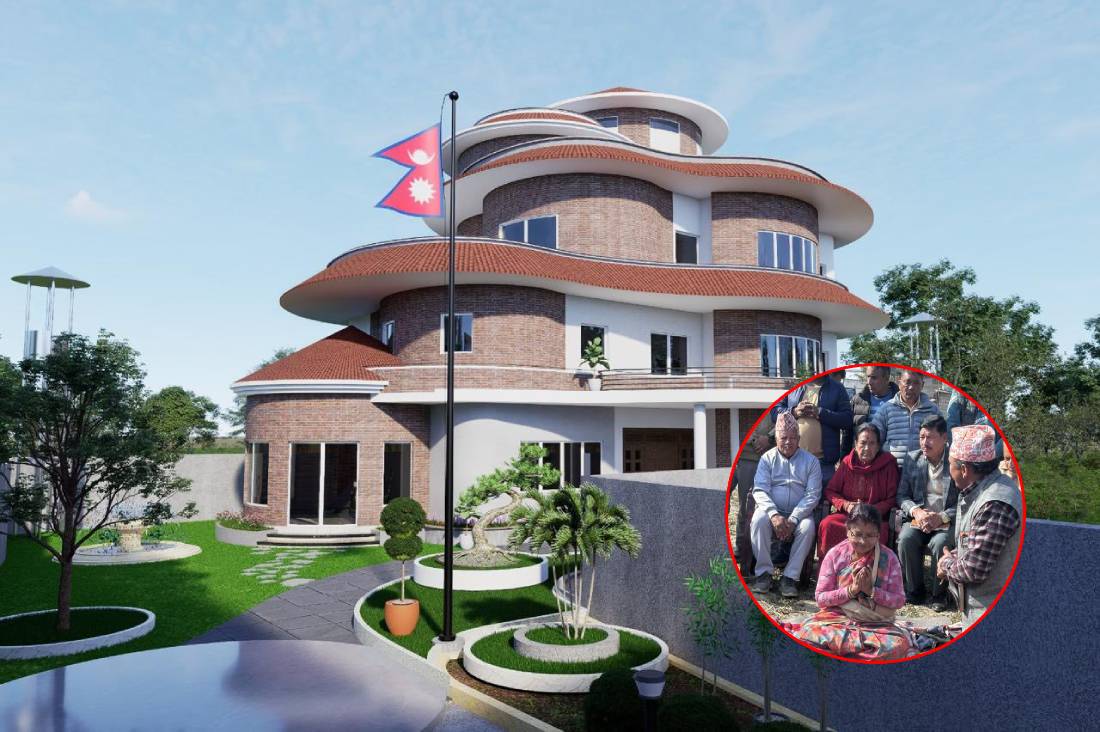 गुण्डुमा बनाउन थालियो ‘ओली कुटी’, राधिकाले गरिन् शिलान्यास